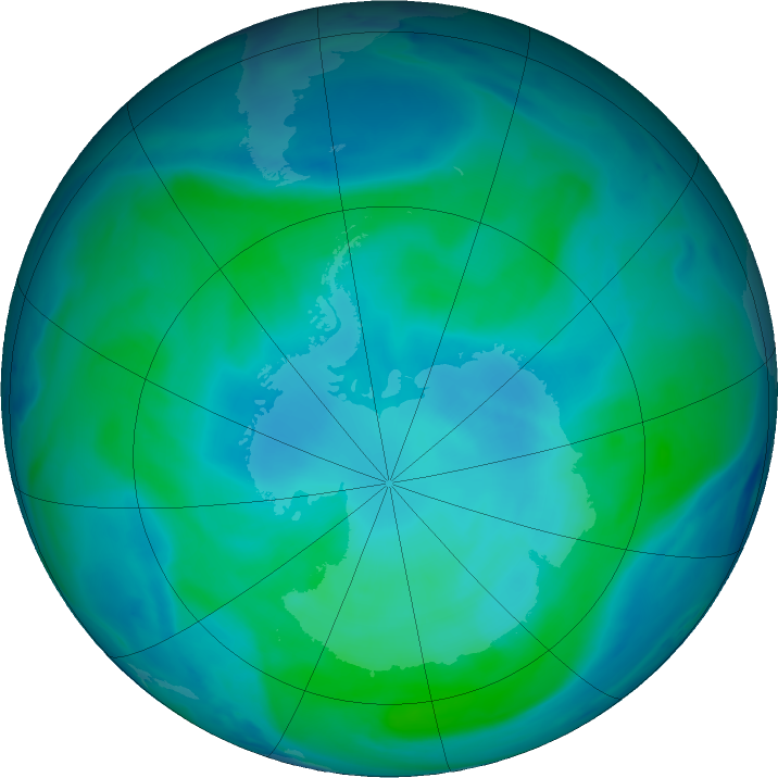 Antarctic ozone map for 29 January 2023